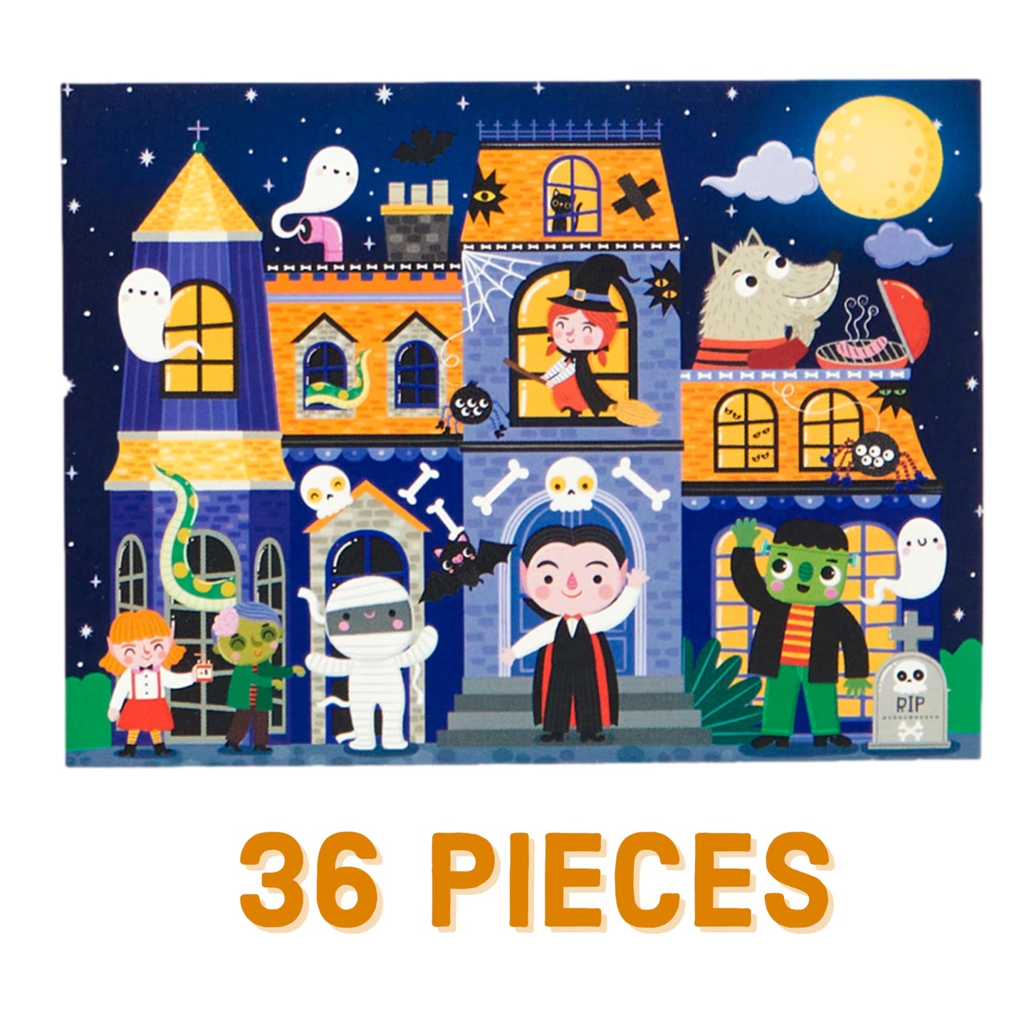 Mudpuppy Spooky House – 36 Piece Jigsaw Puzzle to Go Featuring an Adorable Haunted House with Spooky Friends Perfect for Travel and Boo Baskets
