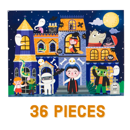 Mudpuppy Spooky House – 36 Piece Jigsaw Puzzle to Go Featuring an Adorable Haunted House with Spooky Friends Perfect for Travel and Boo Baskets