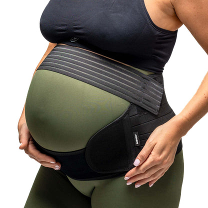 BABYGO® 4 in 1 Pregnancy Support Belt Maternity & Postpartum Band - Relieve Back, Pelvic, Hip Pain, SPD & PGP >> inc 40 Page Pregnancy Book for Birth Preparation, Labour & Recovery M Black