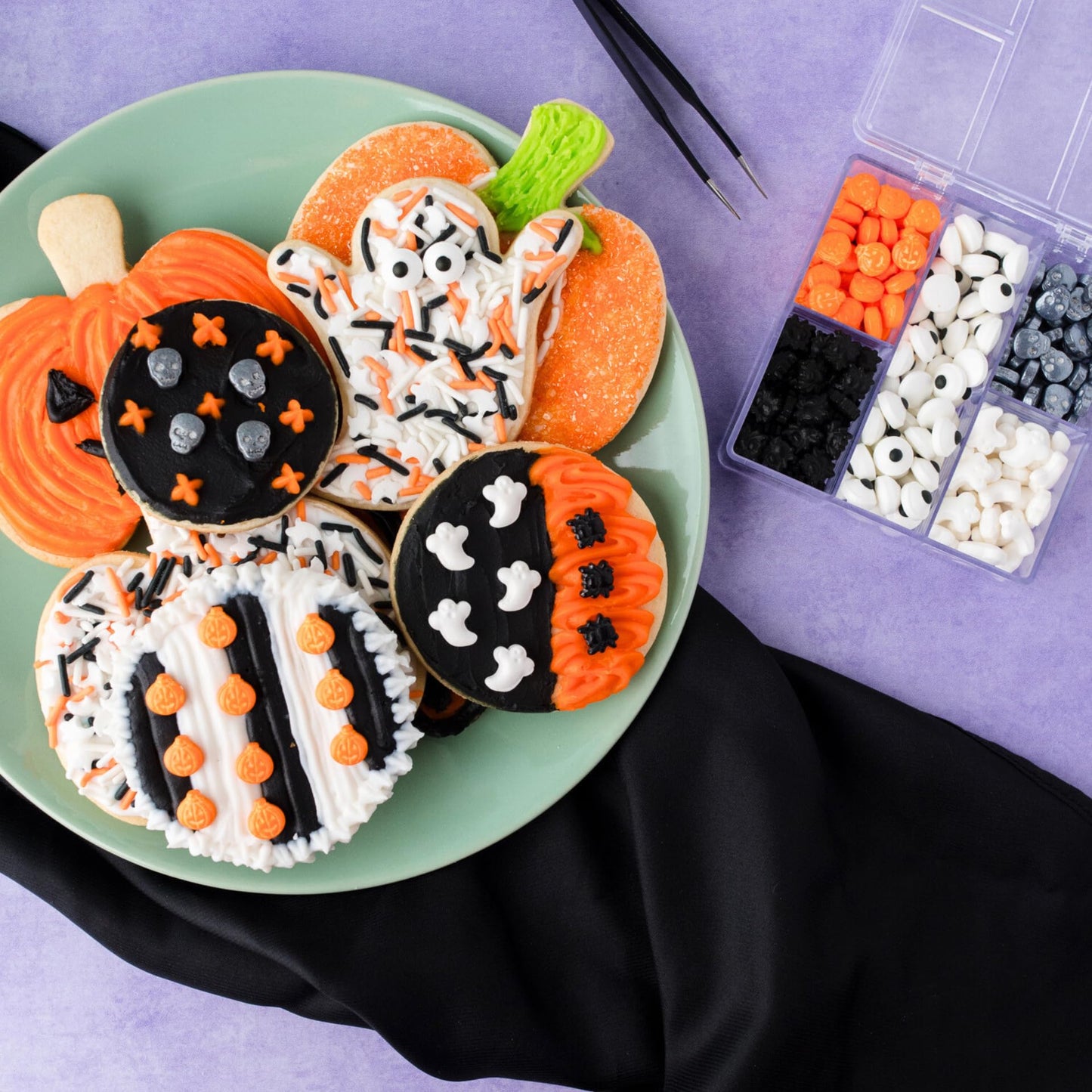 Sweets Indeed Halloween Candy Sprinkles Tacklebox – 2.53 oz Assorted Dextrose Shapes with Eyeballs, Pumpkins, Spiders, Skulls & Ghosts – Edible Decorations for Cookies, Cupcakes & Cakes