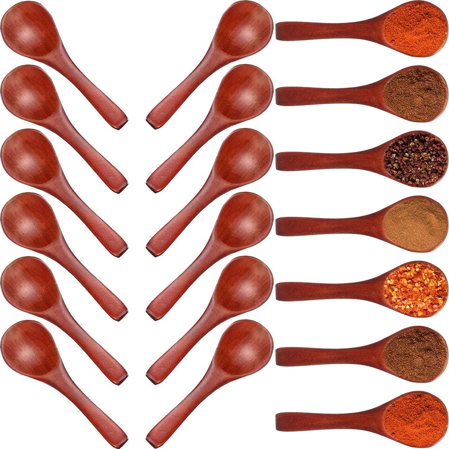 30 Pcs Small Wooden Spoons, 3. 5 Inch Mini Wood Natural Spoons for Jars Tasting Condiments Salt Sugar Coffee Tea Honey Spices, Tiny Wooden Teaspoons for Kitchen Supplies(Dark Brown)