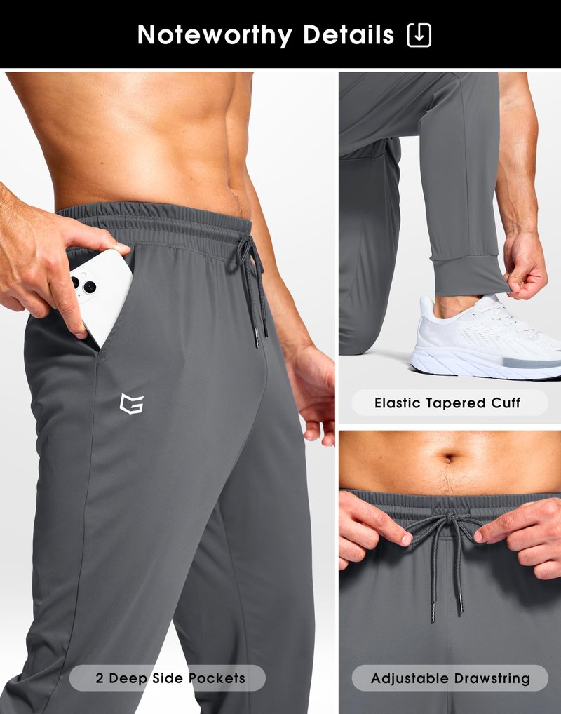 G Gradual Men's Joggers Lightweight Athletic Workout Pants with Pockets Stretch Track Running Sweatpants for Men Gym Sports,Graphite Grey,M