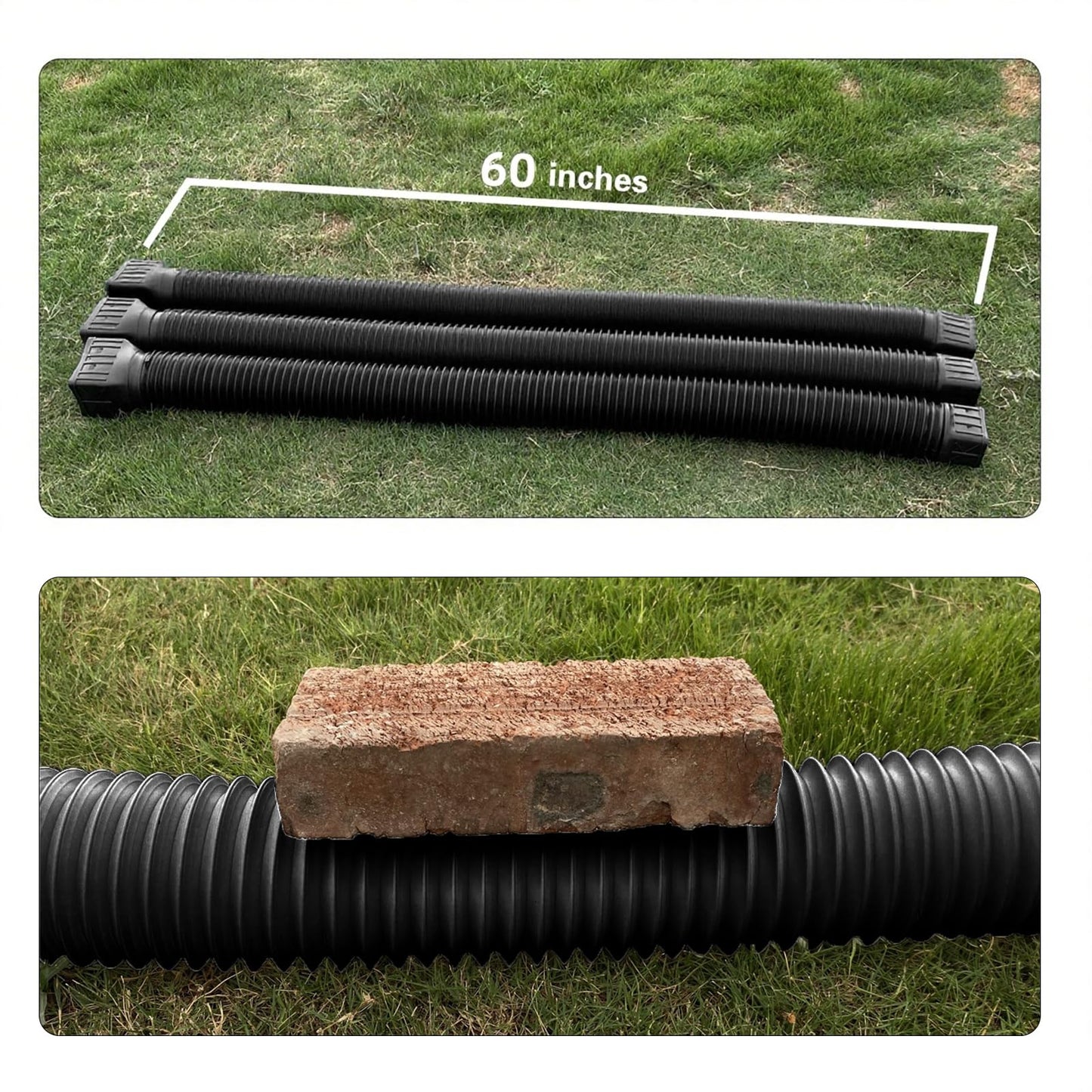 2 Pack Flexible Rain Gutter Downspout Extensions,Drain Downspout Extender,Gutter Extension Flexible,Down Spout Drain Extension Pipes,Extendable from 21 to 60 Inches (Black)