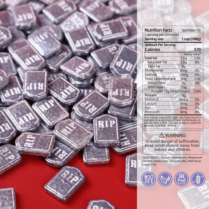 Tombstone Sprinkles for Cake Decorating, Silver Grey Sprinkles Perfect for Horror Dessert Party 3.52 Ounce