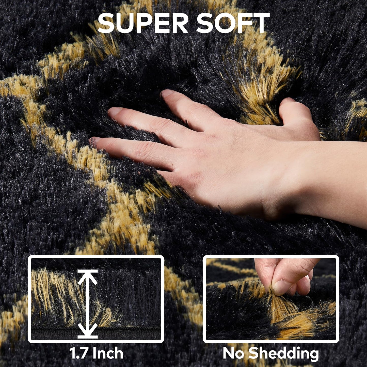 4x6 FT Soft Rug for Living Room, Geometric Shag Soft Area Rug, Classic Rug Anti-Skid High Pile Fluffy Carpet for Kids Room Nursery, Dorm Home Decor