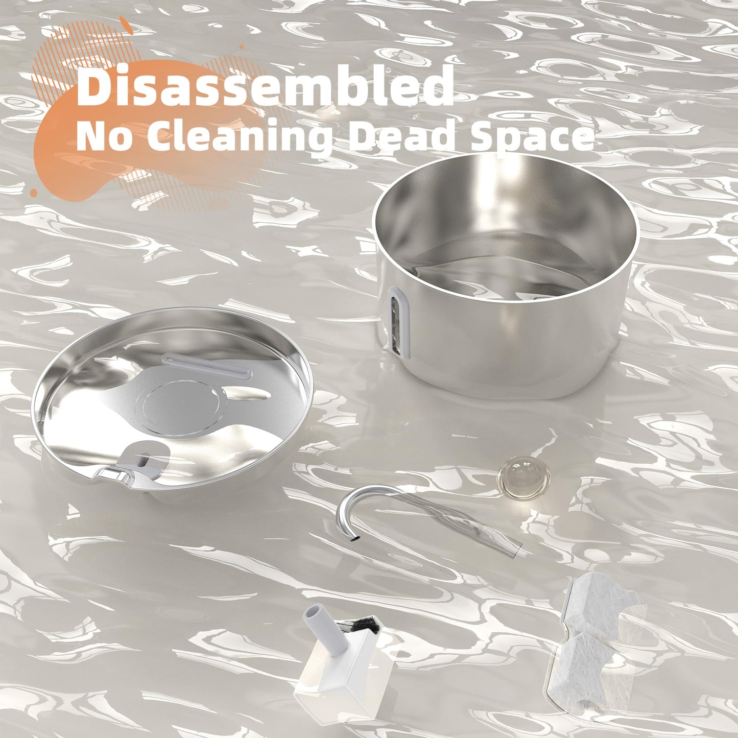 Cat Water Fountain Stainless Steel: 2.2 L Cat Fountain for Drinking - Automatic Pet Water Fountain for Cats Inside - Metal Cat Dog Water Dispenser Bowl with Faucet Water Level Window Ultra Quiet Pump