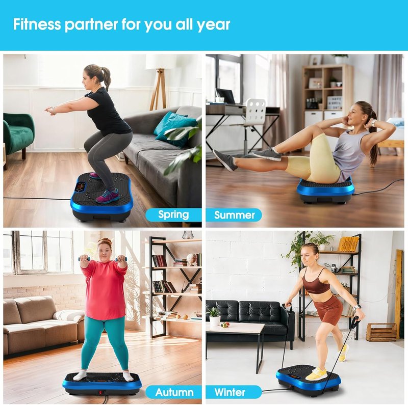 Waver Vibration Plate Exercise Machine - Lymphatic Drainage & Weight Loss | 120 Speed Levels, Full-Body Workout with Resistance Bands