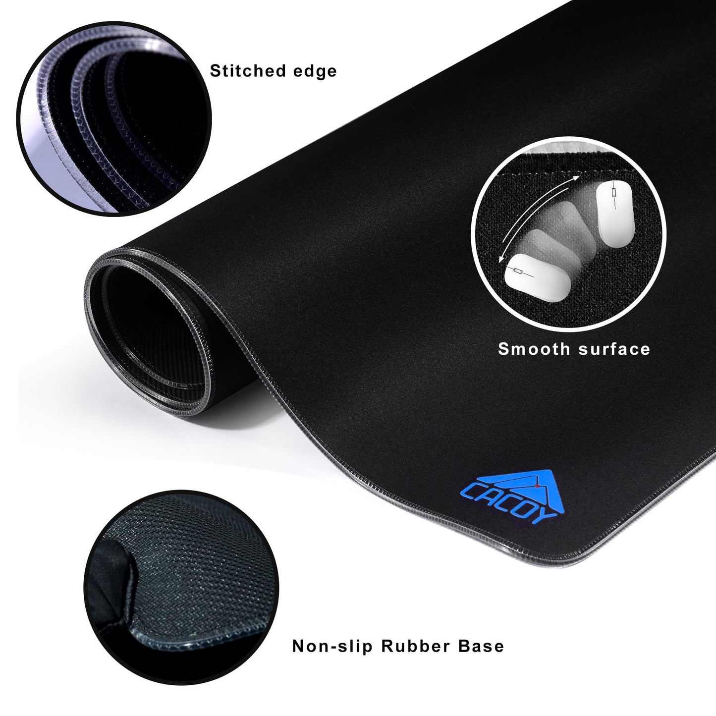 Cacoy 40" x 20" RGB Mouse Pad XXL, Extended Desk Mat with Smooth Surface and 9 Lighting Effects, LED Lighting Desk Pad with Stitched Edges and Non-Slip Rubber Base, Gaming Computer Mouse Mat, Black