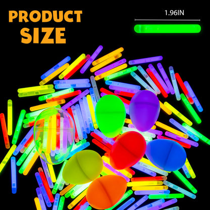 POPGIFTU 200 Mini Glow Sticks Bulk Pack, 8 Bright Colors 1.96" Glow in the Dark Sticks for Easter Egg Hunt, Basket Stuffers, Party Favors, Neon Parties, Weddings, Halloween, Classroom Prizes