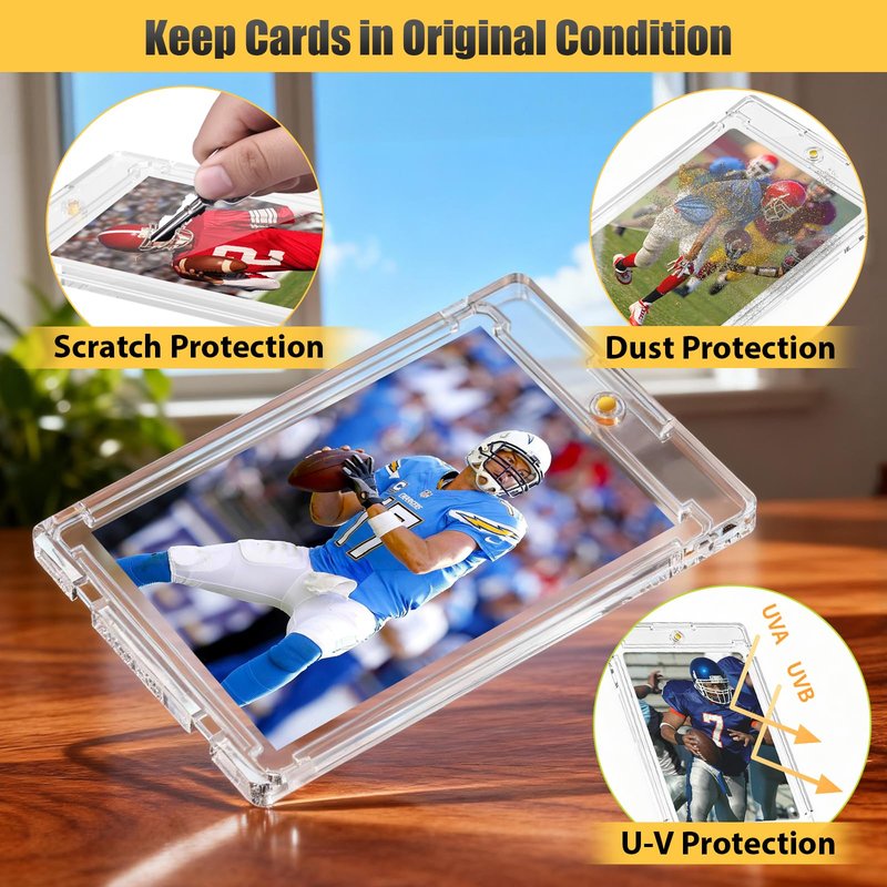 Superlong 75pt Magnetic Card Holder, 25ct Sports One Touch Card Holders with U-V Protection, Hard Plastic Trading Magnetic Case with 2 Strong Magnets for Baseball Game Collector Display Storage