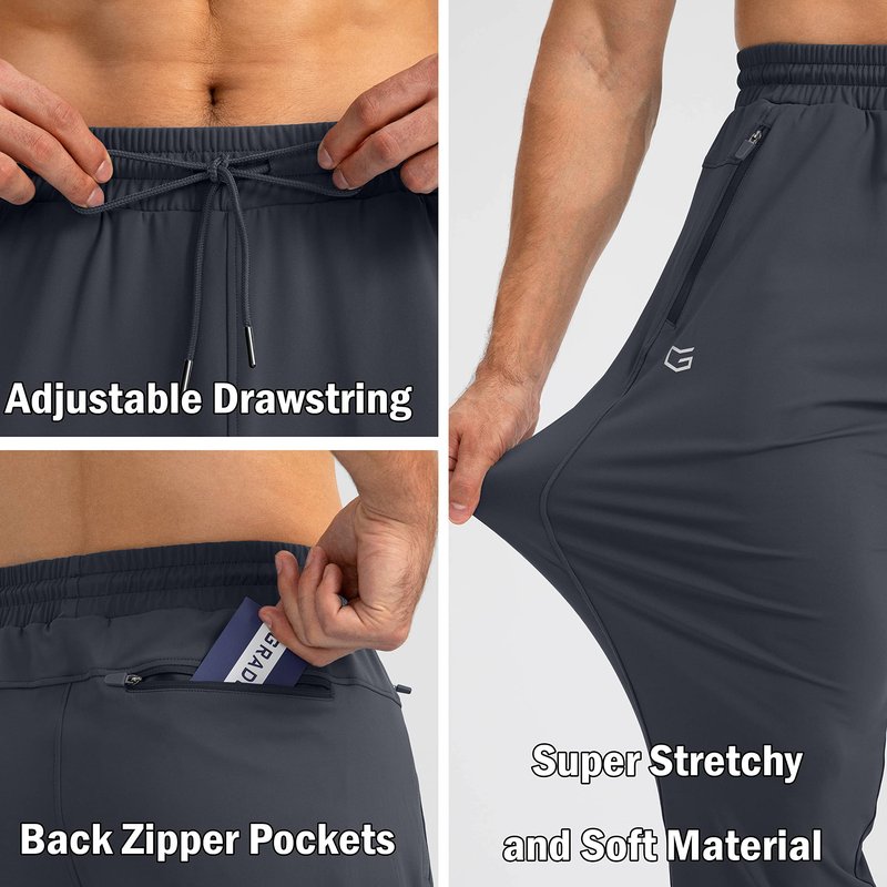 G Gradual Men's Sweatpants with Zipper Pockets Tapered Joggers for Men Athletic Pants for Workout, Jogging, Running (Grey, 3X-Large)