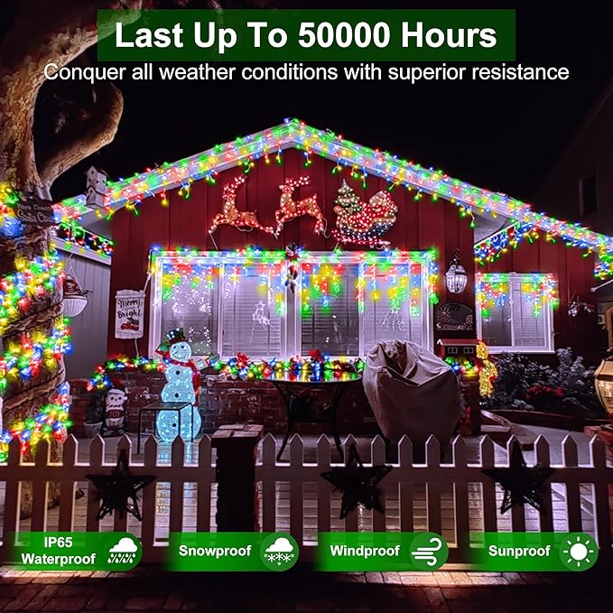 792 LED Christmas Lights with 176 Drops,82ft 8 Modes Fairy Hanging String Lights with Timer Waterproof, Plug-in Christmas String Lights for Holiday Wedding Party Christmas Decorations (Multicolor)