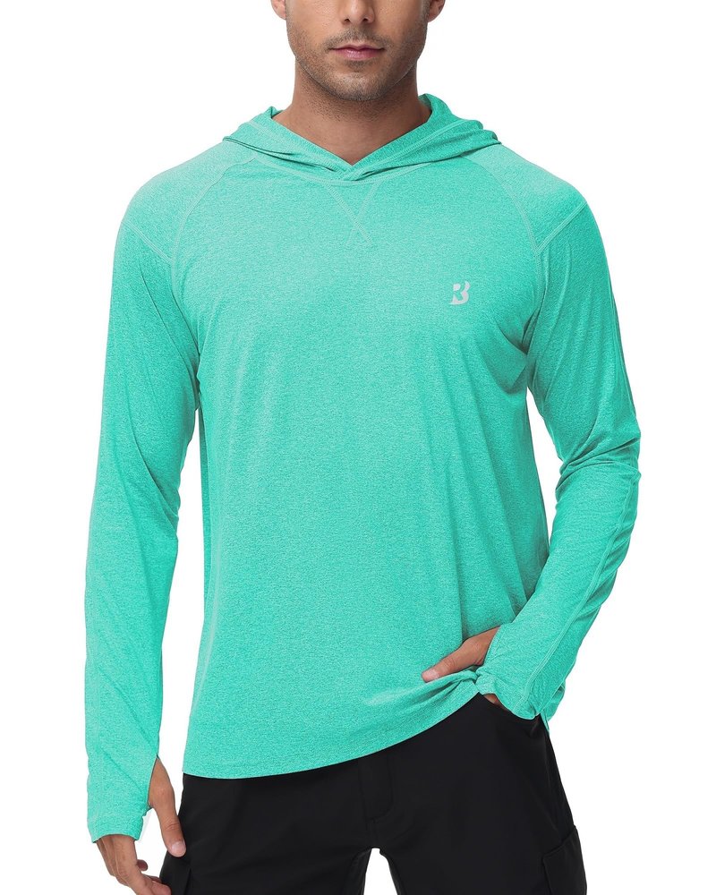Roadbox Mens UPF 50+ Fishing Shirts - Long Sleeve UV Sun Protection Hoodie Outdoor Hiking Shirts for Sports Running