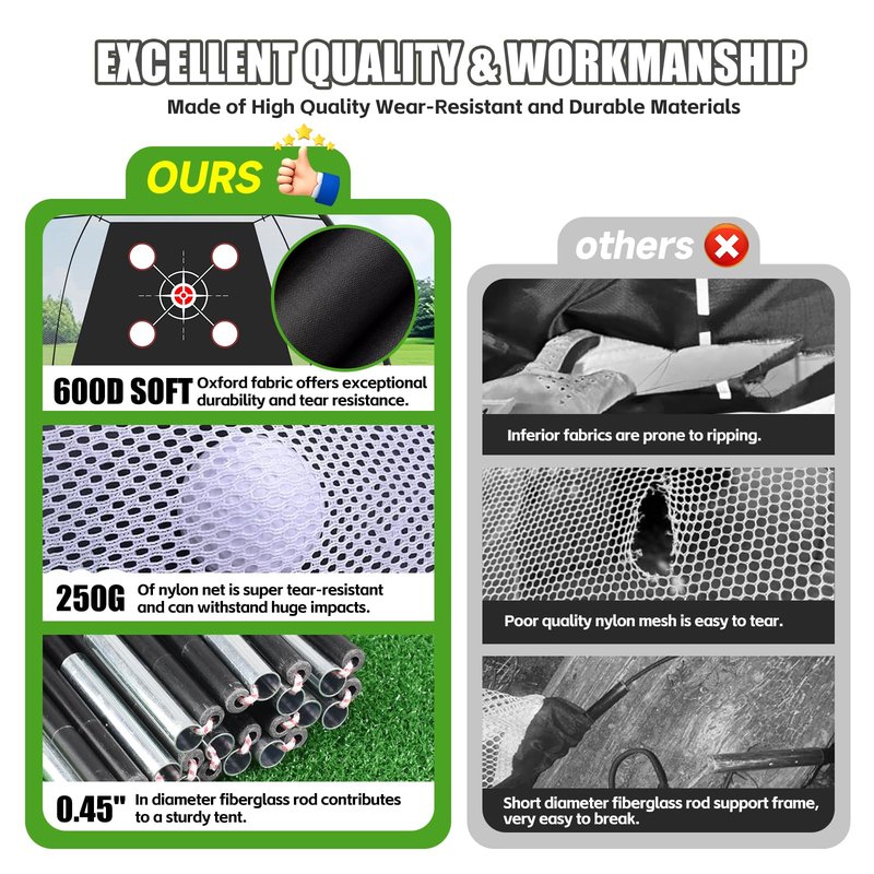 Golf Net Practice 10x7ft with Tri-Turf Mat & Real Balls Set Indoor Outdoor Golf Training Equipment for Backyard Driving Practice Enthusiast Gifts