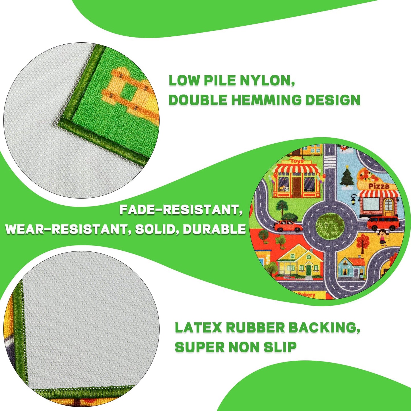 Car Rugs for Kids Toy Cars, Non-Slip Traffic Road Rug for Playroom, City Map Race Track Carpet Washable Kids Rug for Boys Bedroom Classroom (59X39.4 INCH, Four Season)