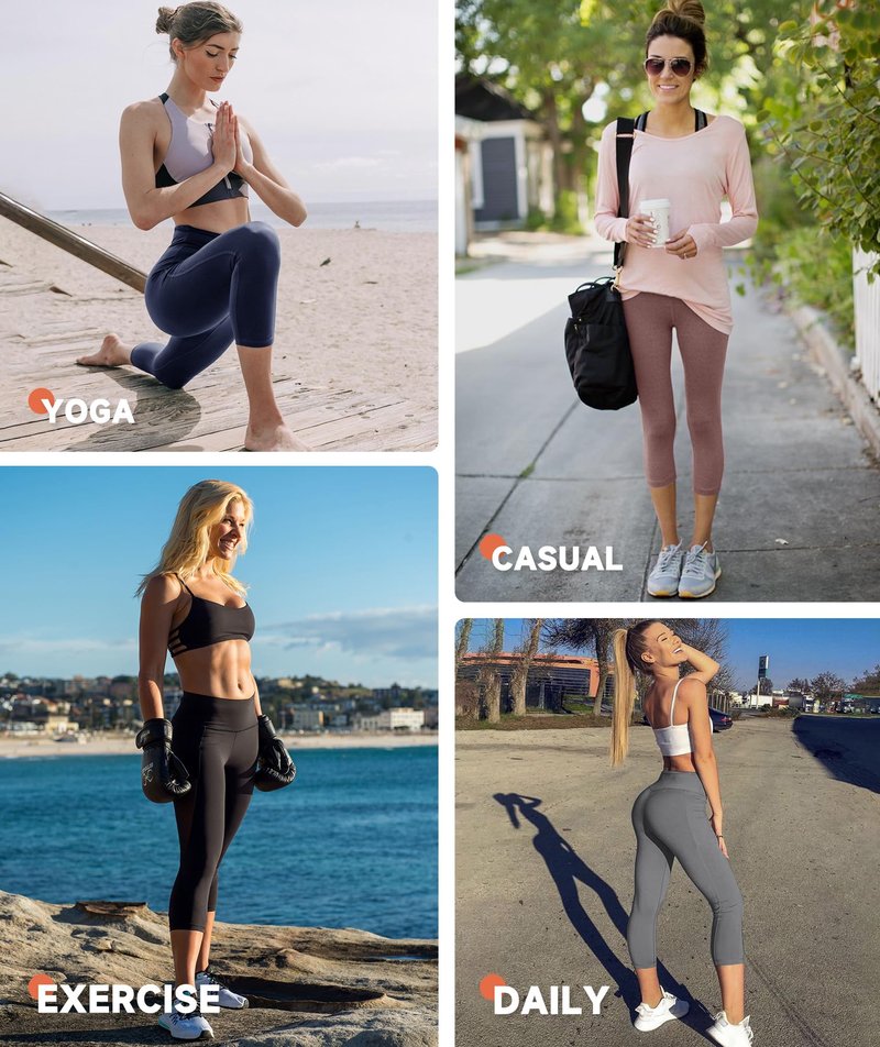 GAYHAY High Waisted Capri Leggings for Women - Soft Slim Yoga Pants for Running Cycling Workout B-Pink