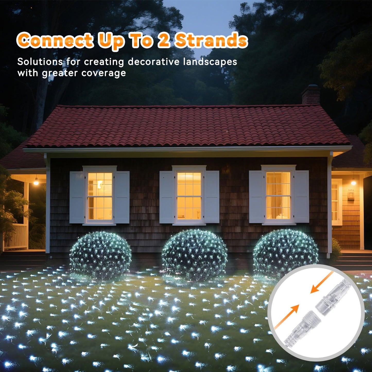 LitHome 14.8FT x 5FT Christmas Net Lights, 300 LED Net Lights Outdoor Mesh Light with 8 Modes, Connectable Waterproof Cool White Christmas Mesh Light for Bushes, Garden, Backyard, Xmas, Holiday Decor