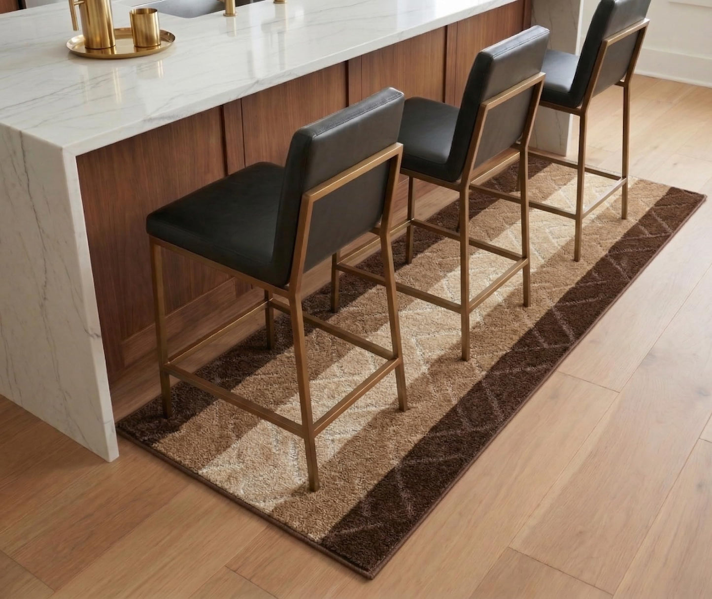 BestHomeCustom Hallway Runner Rug Brown-Beige Color 31 Inch Wide Custom Size Non-Slip Rubber Backing 7 Feet x 31 Inch