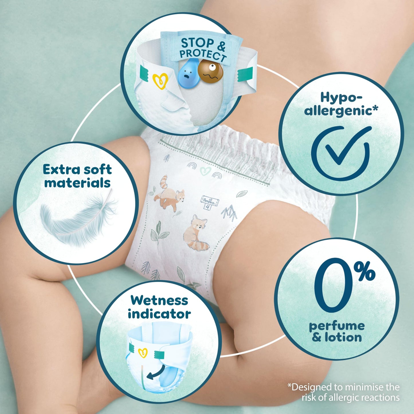 Pampers Harmonie Nappies Size 2, 204 Nappies, 4kg-8kg, Monthly Pack, Gentle Skin Protection with 100 Percent Pampers Protection