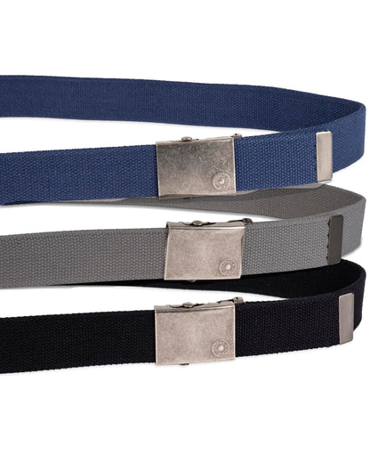 Levi's All-Gender Casual Cut-to-Fit Web Belt Set –3 Pack Straps with One Interchangeable Buckle, Black/Blue/Grey, One Size