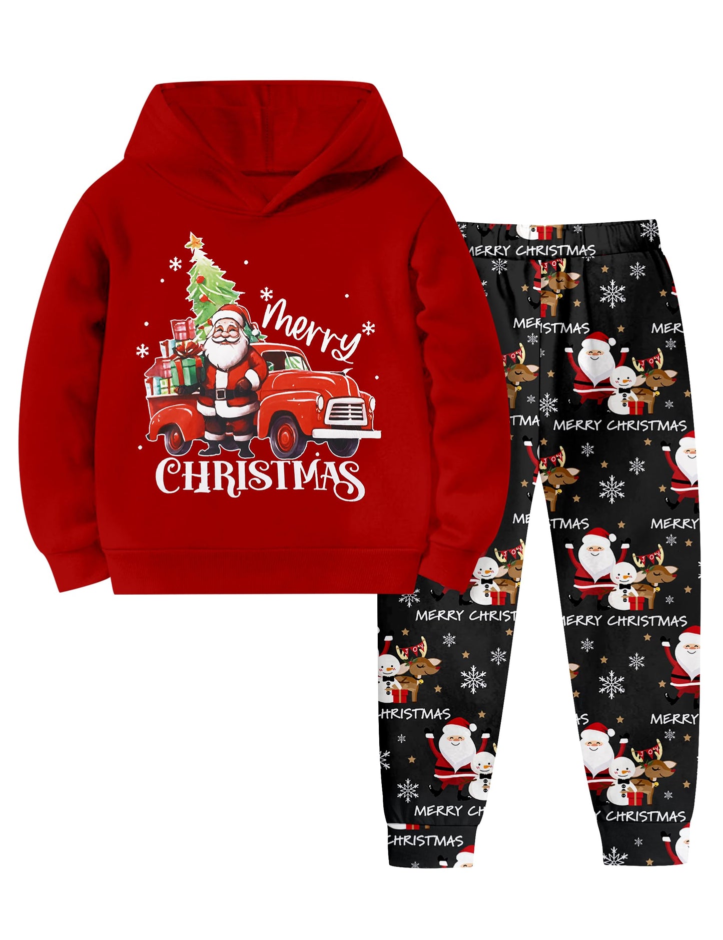 BAVADER Toddler Boy Christmas Outfit 3t 2t Christmas Outfit Boy Long Sleeve Santa Hoodie Pant Sets Toddler Boys Christmas Outfits