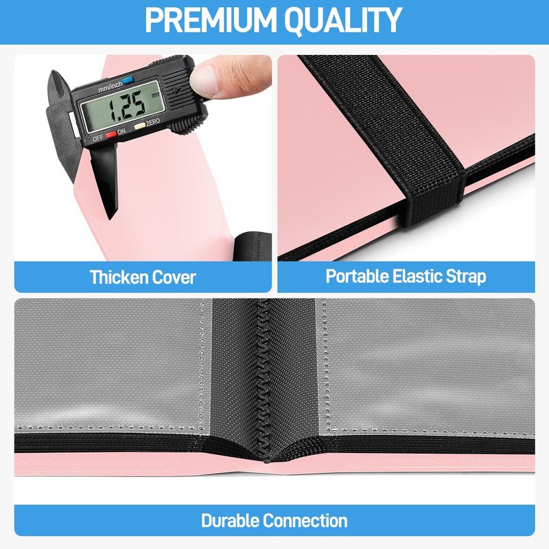 Trading Card Binder - Upgraded 4-Pocket Mini Album with 160 Pockets | Pink Card Book Holder