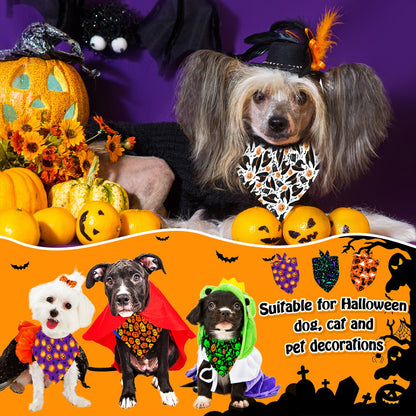 30 Pcs Halloween Dog Bandanas Bulk Adjustable Dog Scarves Bibs Pumpkin Bat Ghost Puppy Bandanas Pet Neckerchief Washable Holiday Halloween Bandanas for Small Medium Large Dog Pet Grooming Accessories
