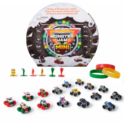 Monster Jam Mini Christmas Advent Calendar, 24 Days of Mini Monster Trucks and Accessories, 1:87 Scale, Kids’ Toys for Boys and Girls Ages 3 and up