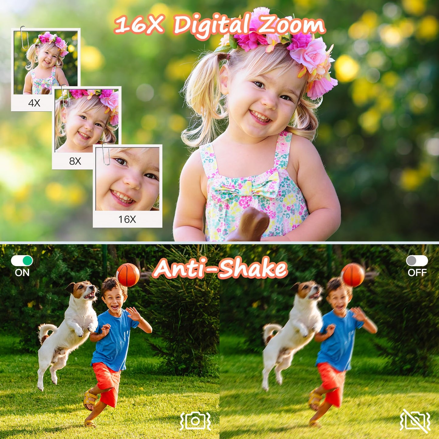 Digital Camera 1080P FHD 44MP with 2.4" LCD Screen,16X Digital Zoom, Compact Portable Vlogging Camera with 32gb SD Card for Kids Teen Students Beginner (Black)