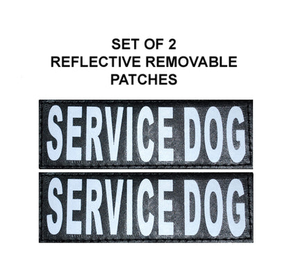 Doggie Stylz Set of 2 Reflective Service Dog Removable Patches with Hook Backing for Working Dog Harnesses & Vests. Durable and Interchangeable - (Large 6" X 2")