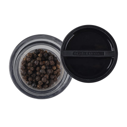 Cole & Mason Flip 180 Chrome Salt and Pepper Mill Set, Adjustable Coarseness, Ceramic Mechanism, Acrylic, 154 mm, Filled Salt and Pepper Grinders