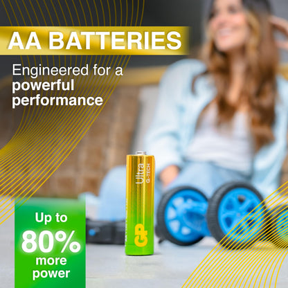 GP Ultra AA Batteries 40 Pack – 1.5V Alkaline Double A Batteries – 10-Year Shelf Life – Reliable Power for Toys, Remotes, Clocks & Devices – Ideal Battery Pack for High-Drain Household Electronics
