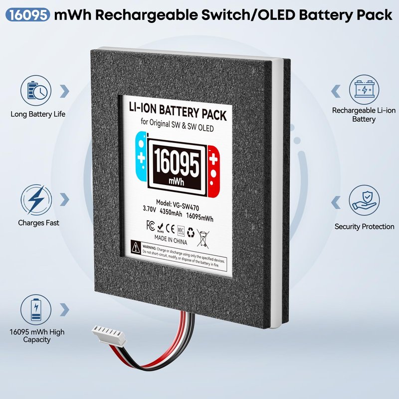 Kosker Switch 1 Battery Replacement Kit Compatible with Nintendo Console HAC-001 & OLED HEG-001, 16095mWh HAC-003 Switch Battery with Extra Repair Tools Kit for Extended Gaming, 1 Pack