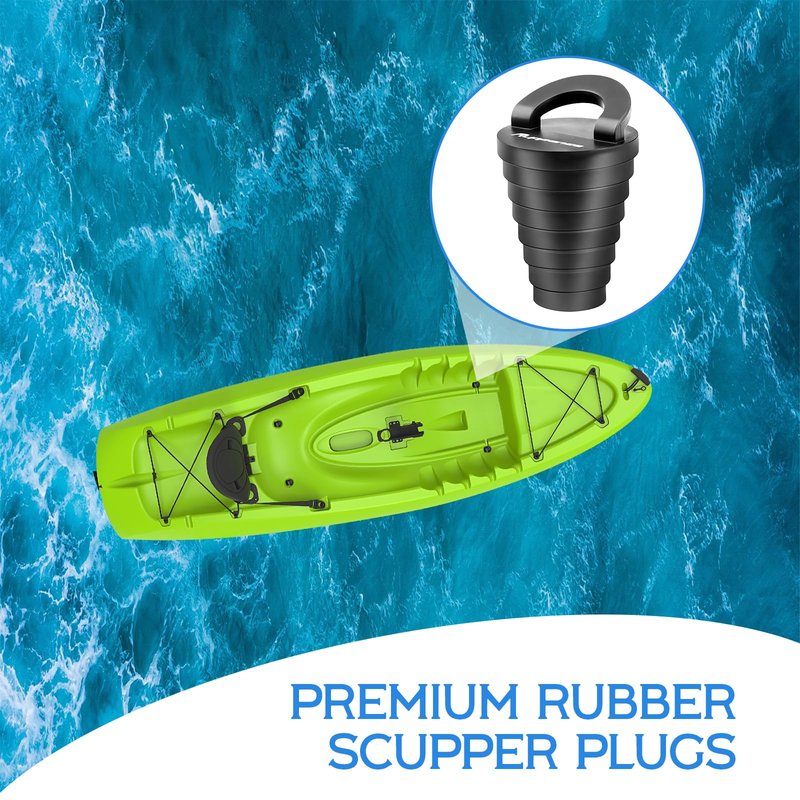 1.25" Kayak Scupper Plugs for Boats, Livewell Boat Drain Plug Kit, Kayak Plugs for Sit on Top with Ring Pull, Push-in Stopper for Drain Holes (6 Packs)