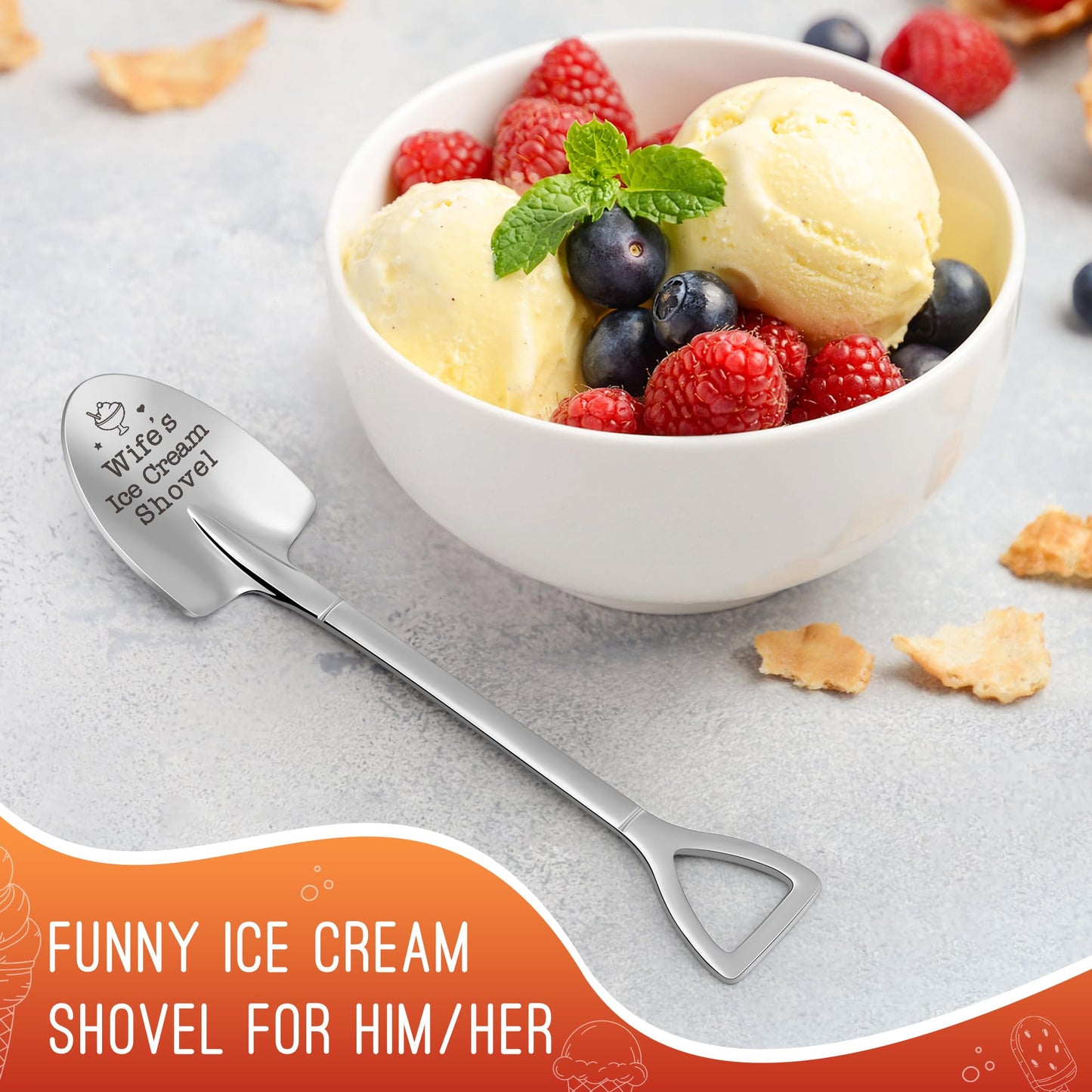 Wife Gifts from Husband, Romantic I Love You Valentines Birthday Gifts for Wife, Funny Valentines Day Ideas for Her, Wifey, Women, Mothers Day Wife's Ice Cream Shovel Spoon