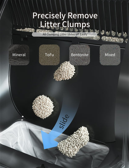 Automatic Cat Litter Box Self Cleaning,Smart Litter Box with 10 Safety Sensor Radars,100L Electric Cat Litter Boxes with Stairs for Multiple Cats,APP-Control,Advanced Odor Control OMCPET (Black)