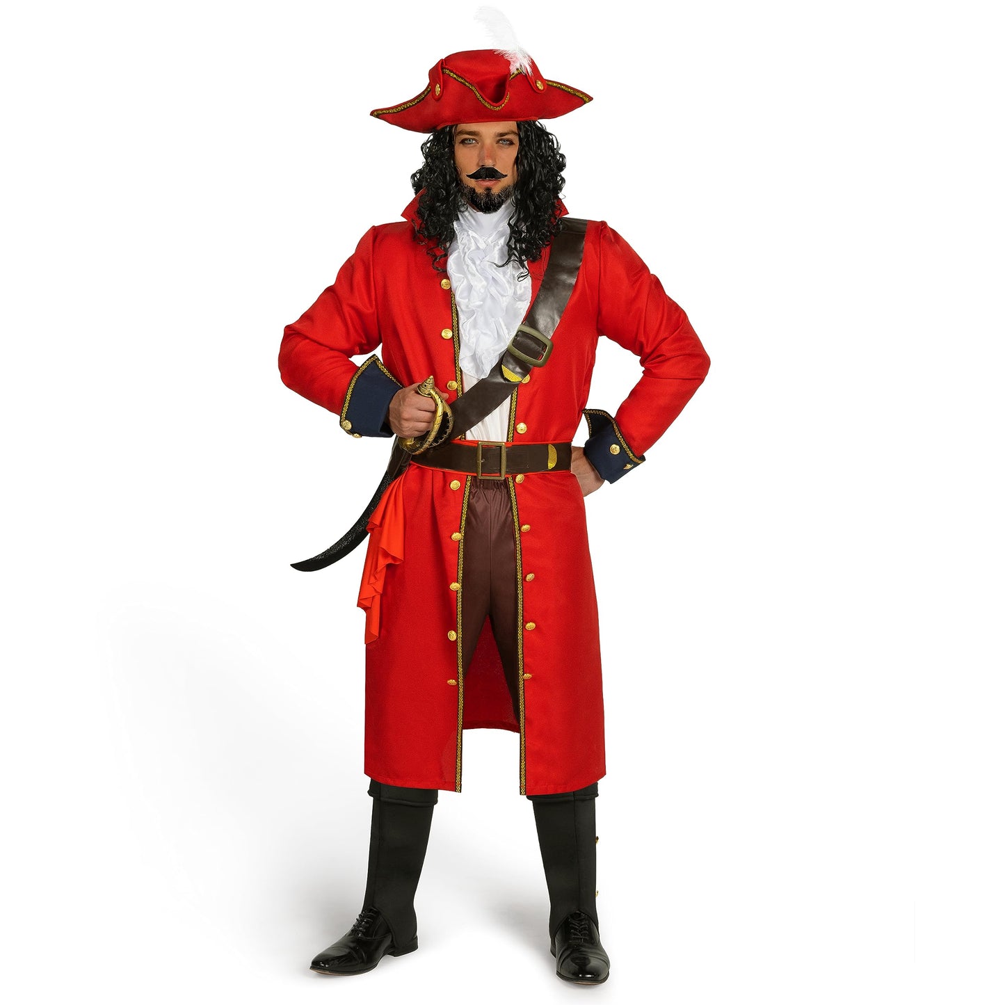 Spooktacular Creations Mens Pirate Captain Costume Set, Red Deluxe Captain Outfit for Adult Halloween Dress Up Party Cosplay (XX-Large)