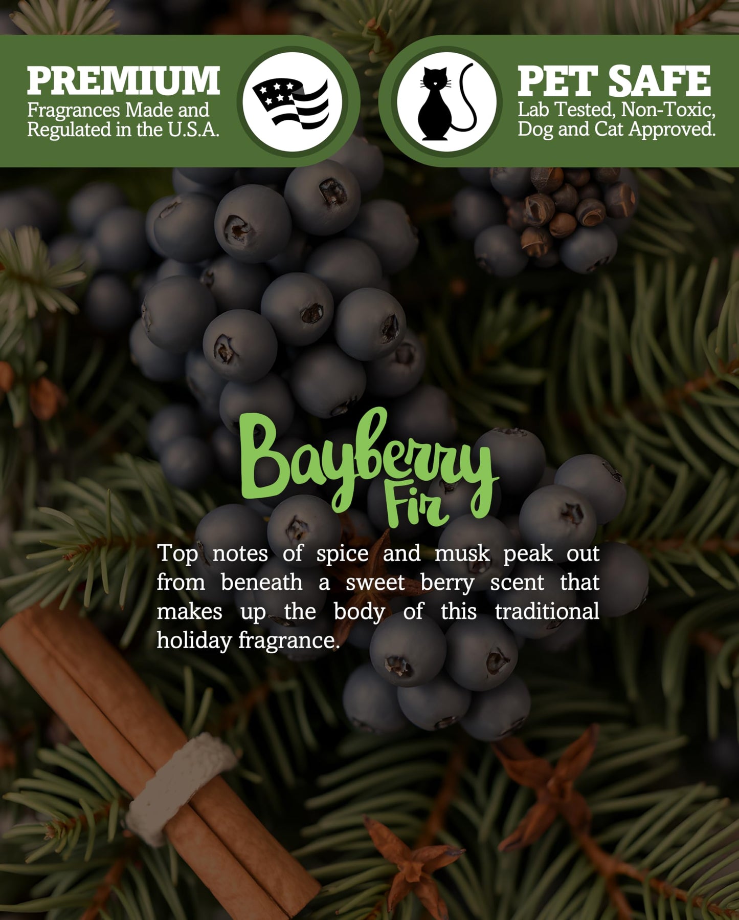 Bayberry Fir Premium Tealight Candles - Highly Scented with Essential Oils - 6 Green Tea Lights - Beautiful Candlelight - Made in The USA - Christmas & Holiday Collection
