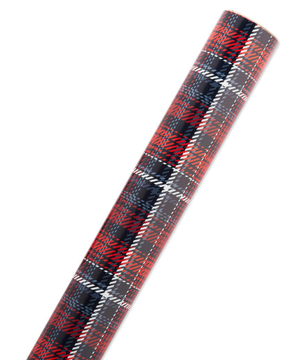 American Greetings Jumbo Reversible Wrapping Paper Roll for Christmas, Red and Black Holiday Gift Wrap (175 sq. ft., 1 Extra Large Roll-30 in. x 70 ft.) Polka Dots and Plaid