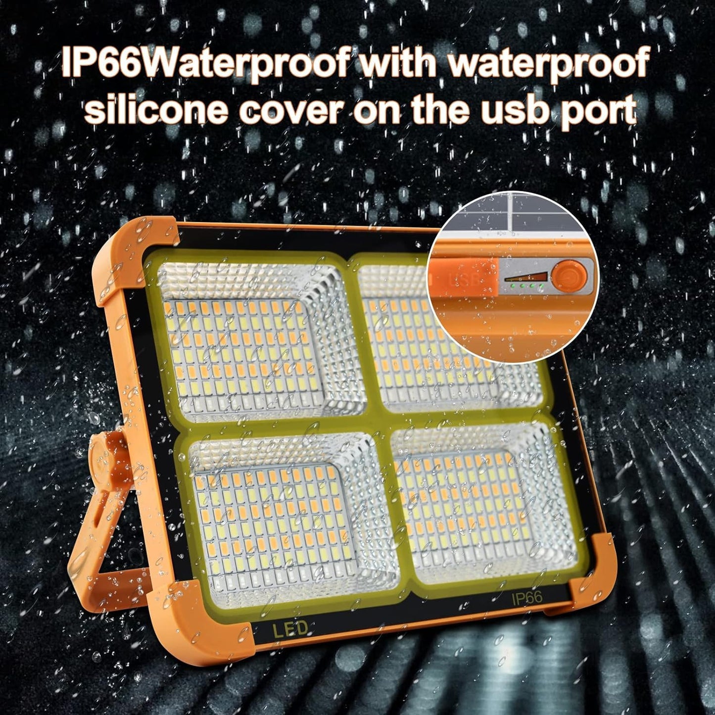 100W Rechargeable Work Light, 10000Lum Portable Solar LED Floodlight with USB Port/Magnetic/ 16500mAh/ 4 Lighting Modes, Emergency Work Lamp Job Site Ligh for Camping, Fishing