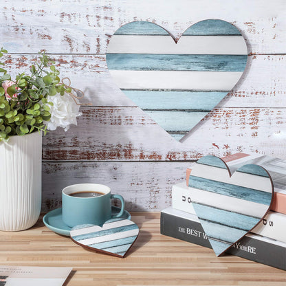 Jetec 3 Pcs Wood Heart Wall Decor Heart Shaped Wooden Sign Rustic Hanging Love Plaque for Kitchen Bedroom Bathroom Living Room Home Farmhouse gifts, 3 Sizes