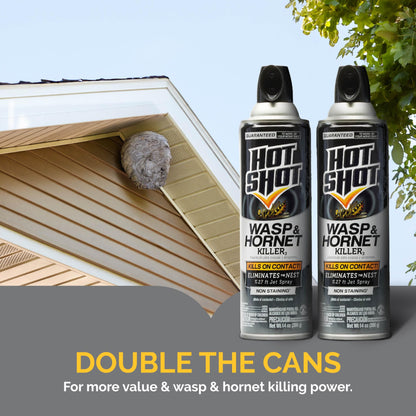 Hot Shot Wasp & Hornet Killer Spray, For Insects Eliminates the Nest, Sprays Up To 27 Feet, 14 fl Ounce, 2 Pack