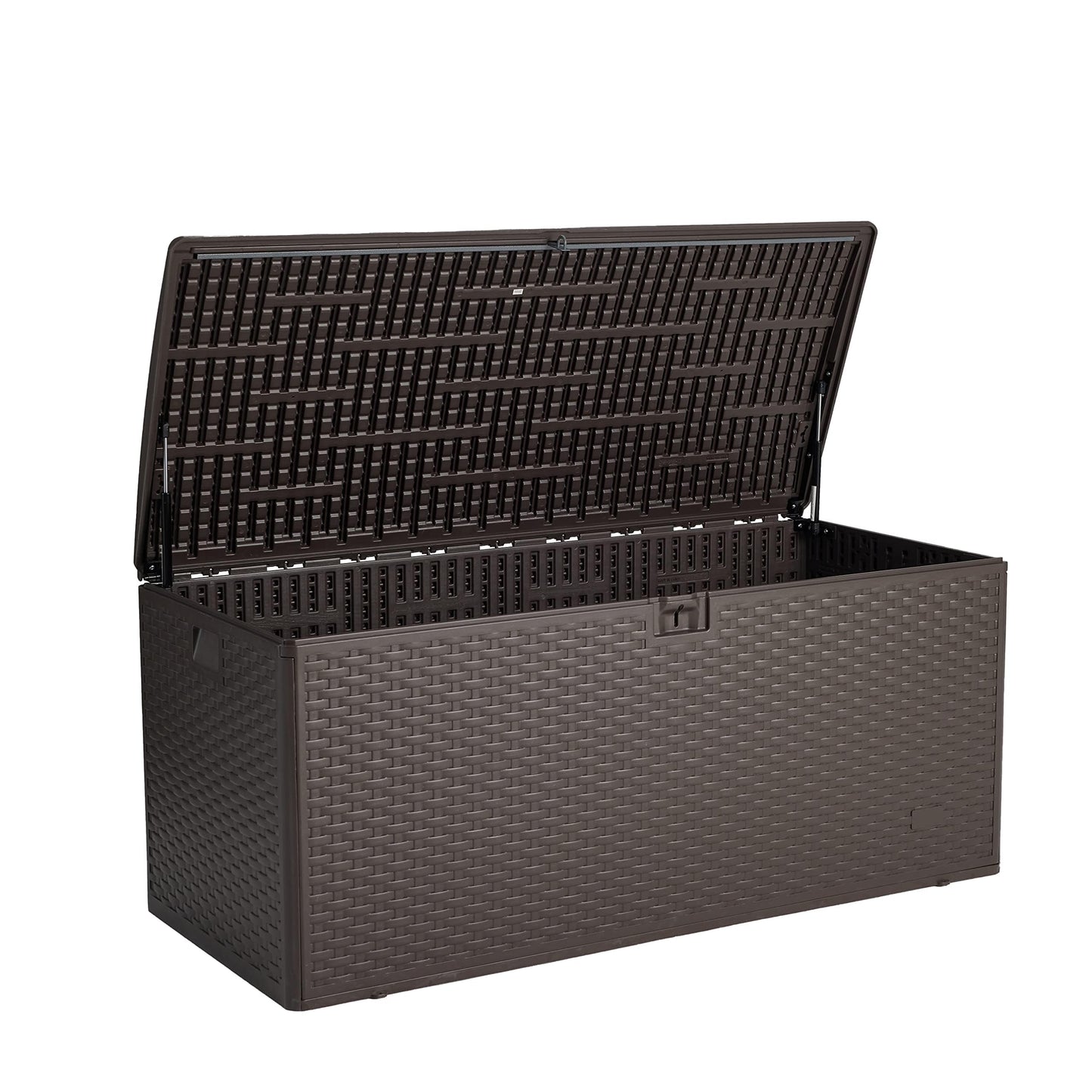Amazon Basics Outdoor Patio Storage Box 150 Gallon Deck Box, Waterproof and Weather-resistant, Furniture Cushions Garden Tools, Brown