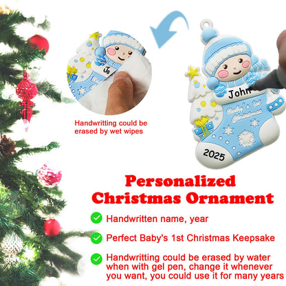 2025 Christmas Baby's First Boy Ornament Personalized Baby Boy Decoration Christmas Tree Ornament Baby's 1st Customized Handwritten Keepsake for Newborn Free Personalization