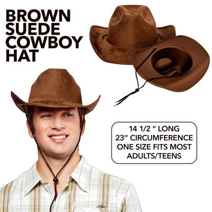 Rubies Brown Faux Suede Cowboy Hat for Adults, Men's No Size