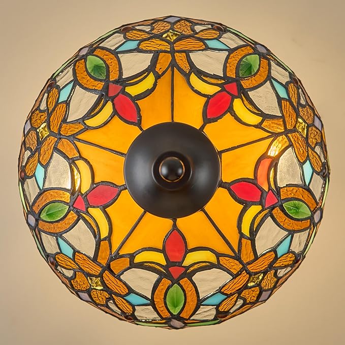 Tiffany Style Table Lamp, 12 Inch Stained Glass Lamp, Antique Table Lamp, Bedside Lamp, for Nightstand Bedroom Living Room Home Office, Include LED Bulb
