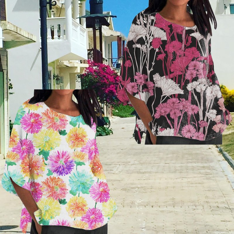 Women's Dandelion Flower Print T-Shirts Summer Lightweight Comfy Loose Tee Casual Colorful Floral Graphic Trendy Tops