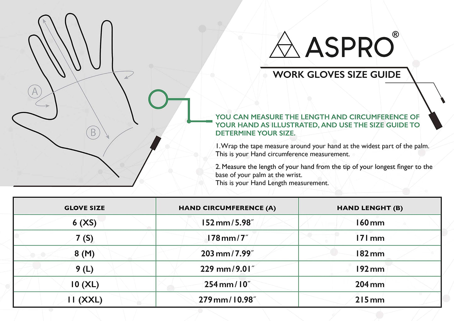 ASPRO 20 Pairs Work and Gardening Gloves - Black Nylon PU Coated Workwear Gloves for Builder, Gardener, Mechanic, Construction, Warehouse etc Size 9 (L)