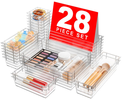 A-LuGei 【Crystal Design】 Clear Drawer Organizer,【Military Grade】 Acrylic Makeup Organizer, Bathroom Organizers and Storage, Organization and Storage, Organizer Bins for Office Vanity Kitchen Bedroom