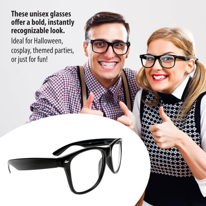 Kangaroo Black Fake Glasses - Classic Superhero Glasses Frames - Retro Clear Non-Prescription Nerd Costume Eyeglasses for Men & Women for Halloween Cosplay